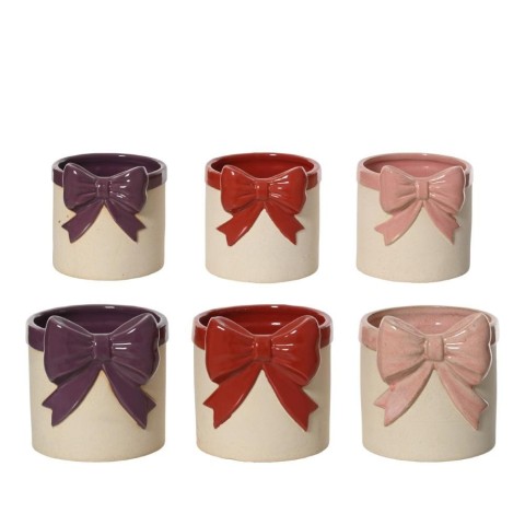 SET 2 VASETTI FIOCCO CERAMICA 3 ASSORTITI H.11.5